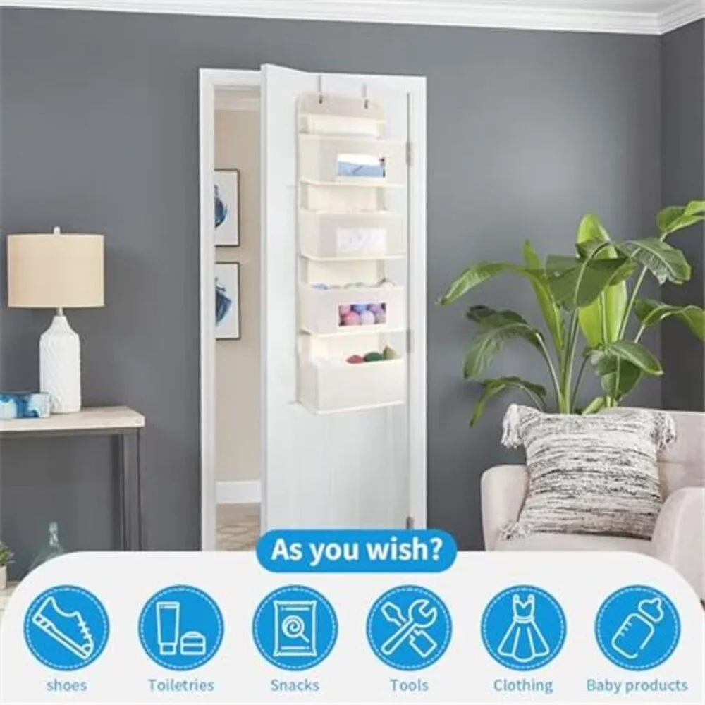 Over Door Hanging Organizer 4 Shelf Pocket Storage Clear Window Closet Bathroom